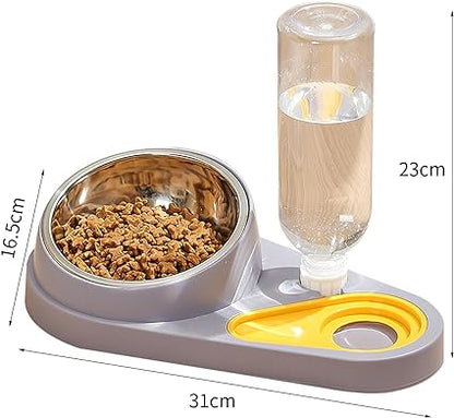 Hygienic Cat & Dog Feeding Set: Automatic Water Refill & Stainless-Steel Food Bowl