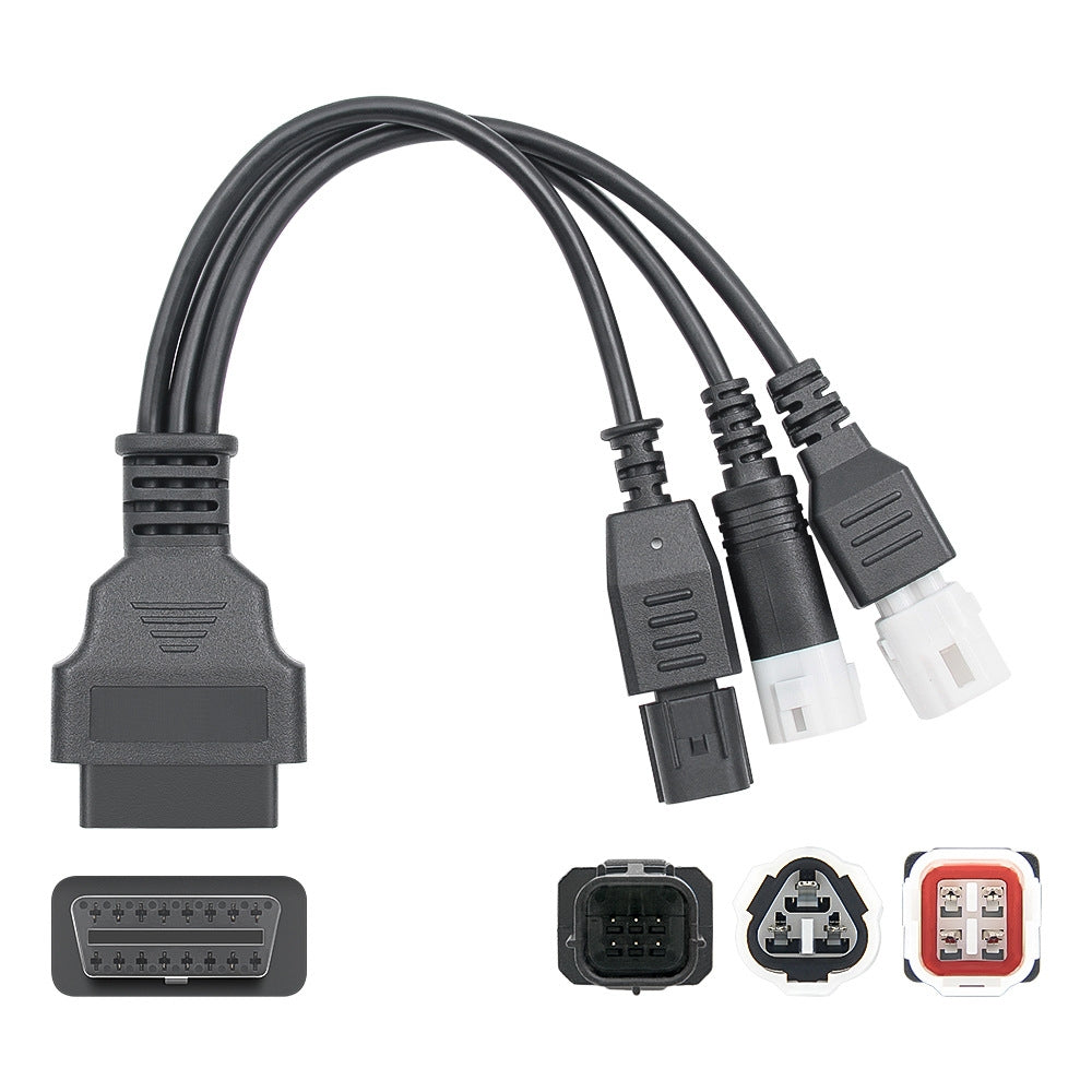 Universal Motorcycle OBD II Adapter Cable: 3 Pin, 4 Pin, 6 Pin to 16 Pin for Honda & Yamaha – Durable, Plug & Play Design