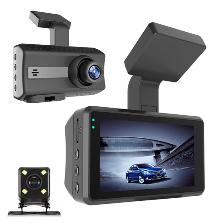 HD Dual Camera Infrared Night Vision Dash Cam with 720p Recording and 3.0" IPS Display