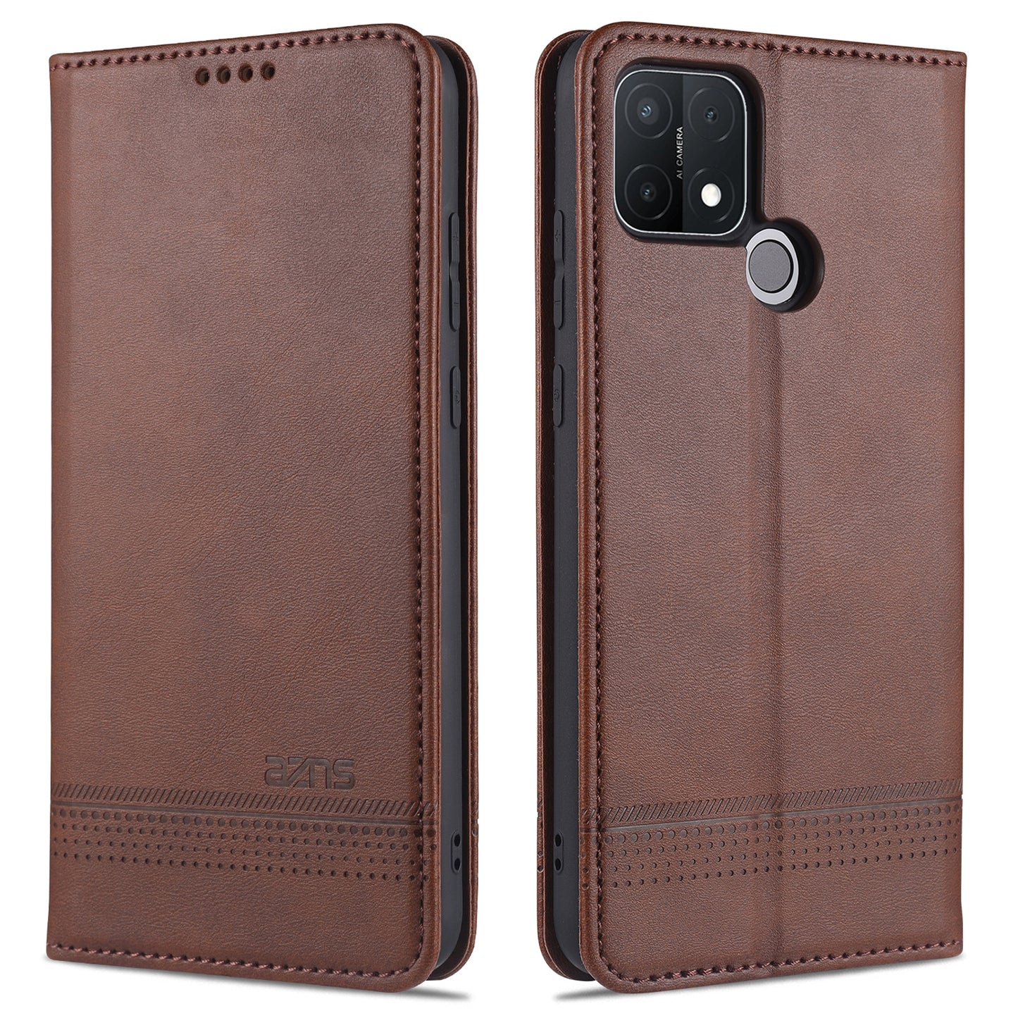 OPPO A15 Leather Wallet Case with Card Holder & Magnetic Closure