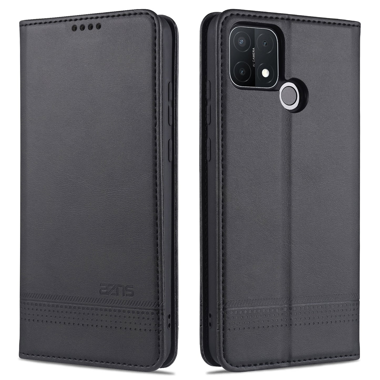 OPPO A15 Leather Wallet Case with Card Holder & Magnetic Closure