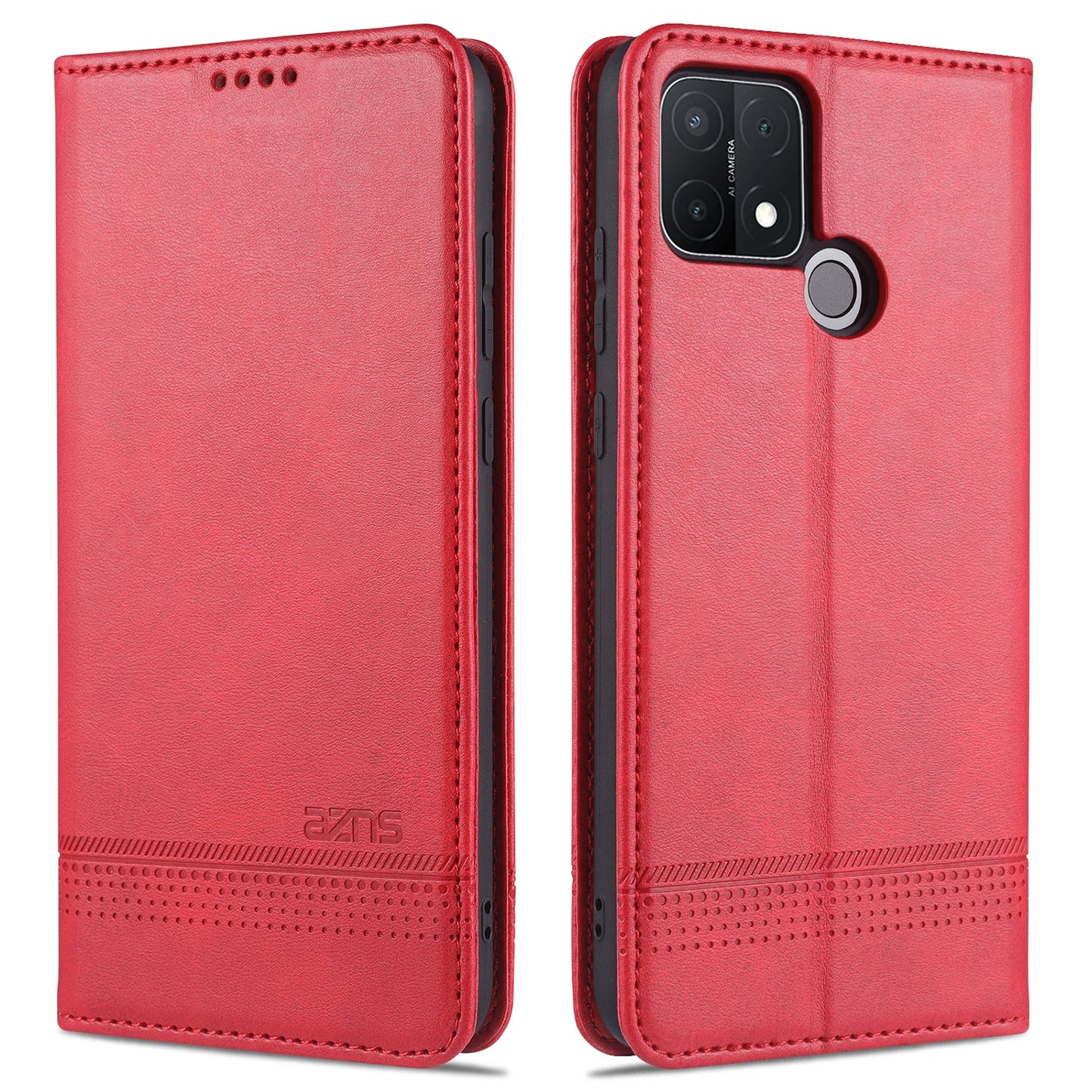 OPPO A15 Leather Wallet Case with Card Holder & Magnetic Closure