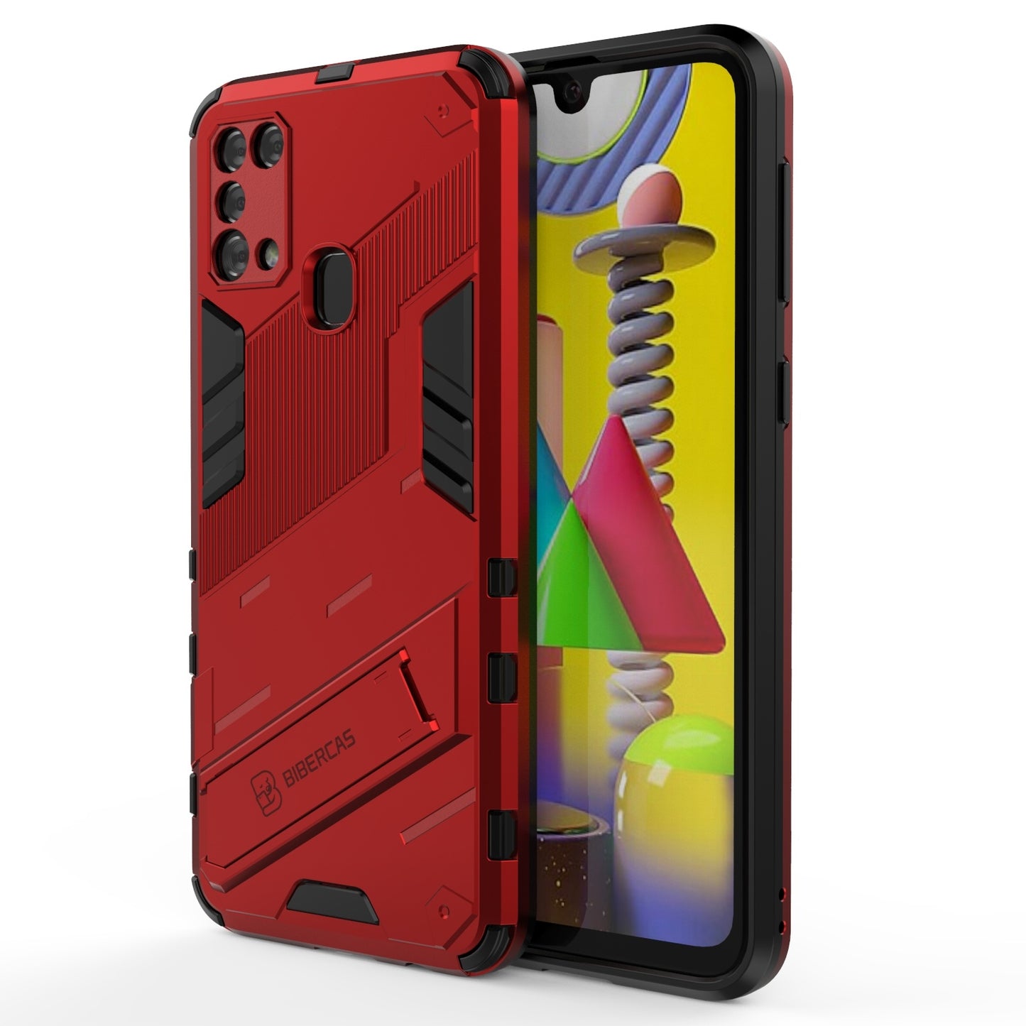 Samsung Galaxy M31 Shockproof Phone Case - Punk Armor 2-in-1 PC + TPU with Invisible Holder