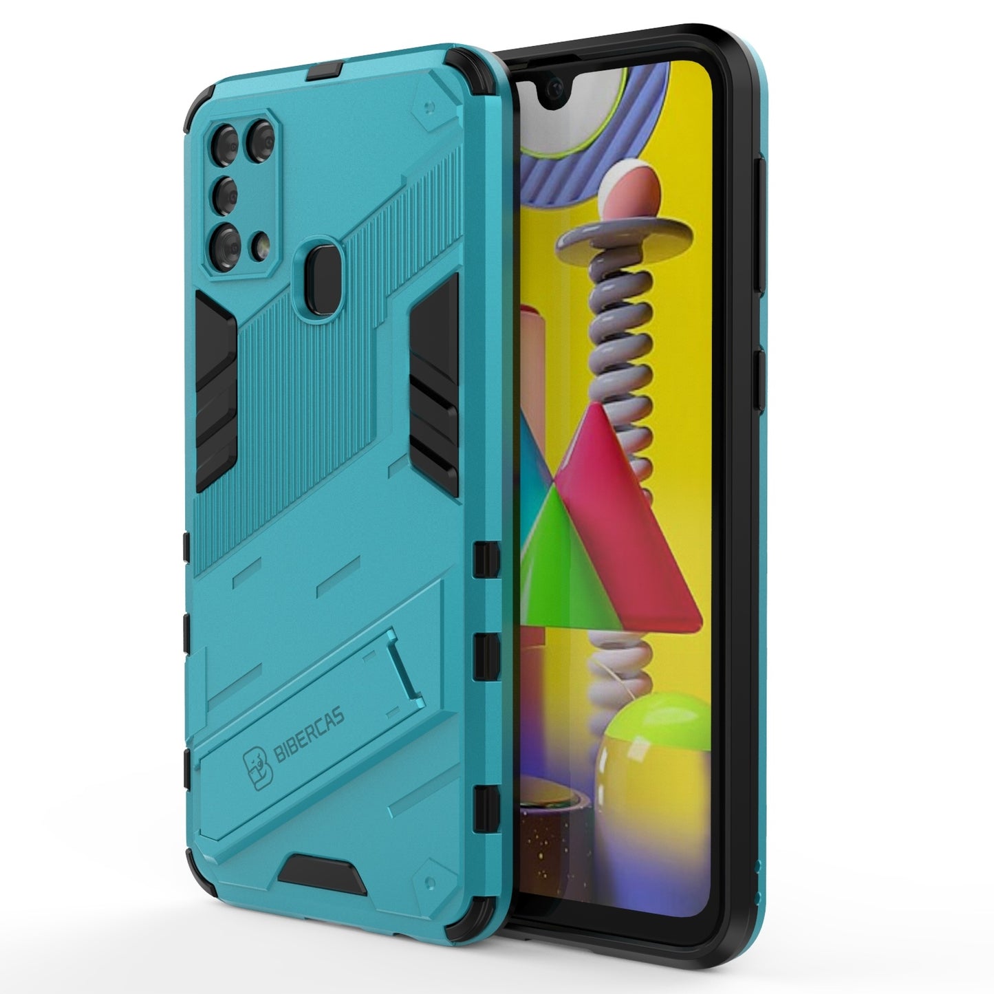 Samsung Galaxy M31 Shockproof Phone Case - Punk Armor 2-in-1 PC + TPU with Invisible Holder