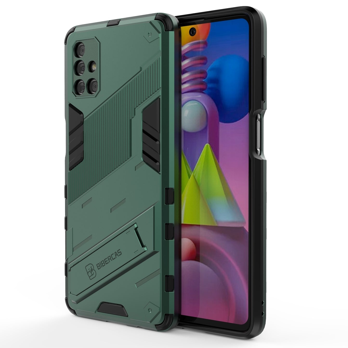 Samsung Galaxy M51 Shockproof Phone Case - Punk Armor 2-in-1 PC + TPU with Invisible Holder