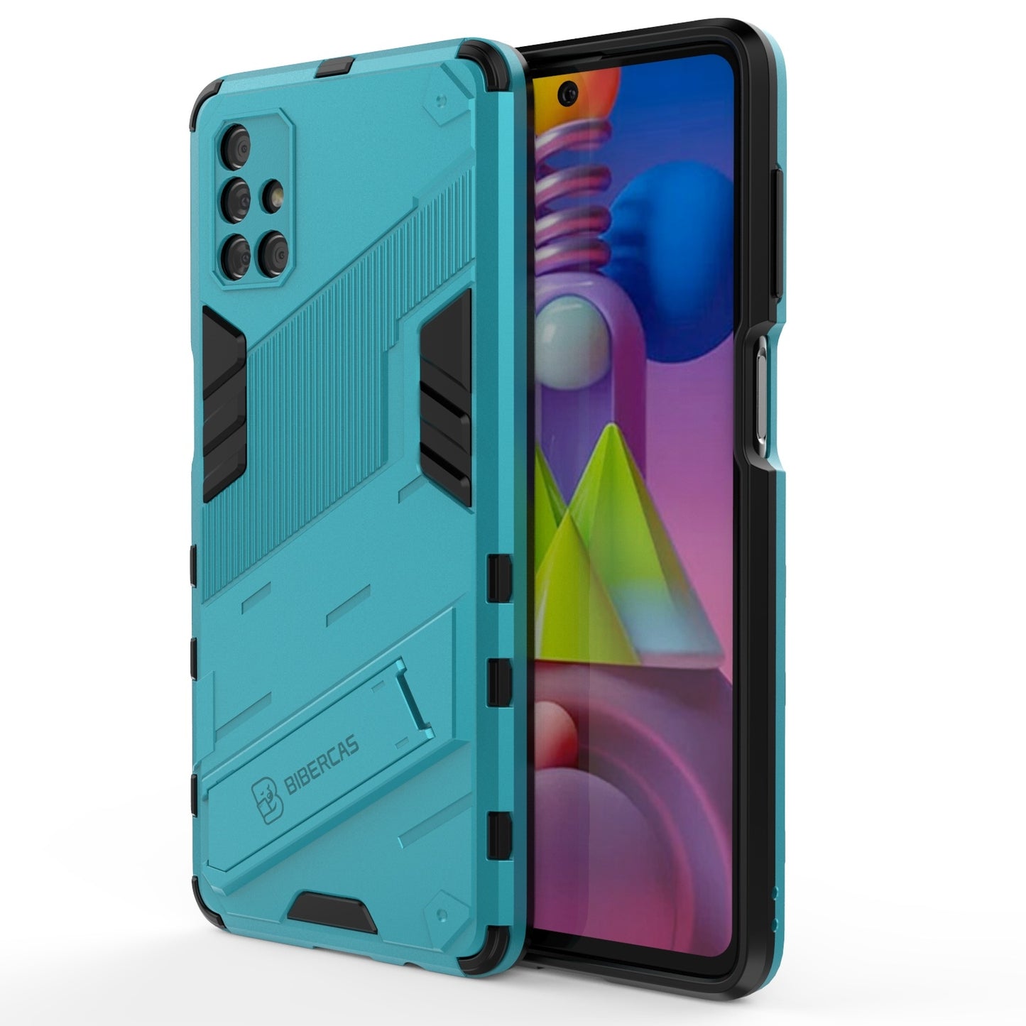 Samsung Galaxy M51 Shockproof Phone Case - Punk Armor 2-in-1 PC + TPU with Invisible Holder