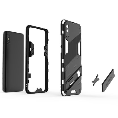 Xiaomi Redmi 9A Shockproof Phone Case - Punk Armor 2-in-1 PC + TPU with Invisible Holder