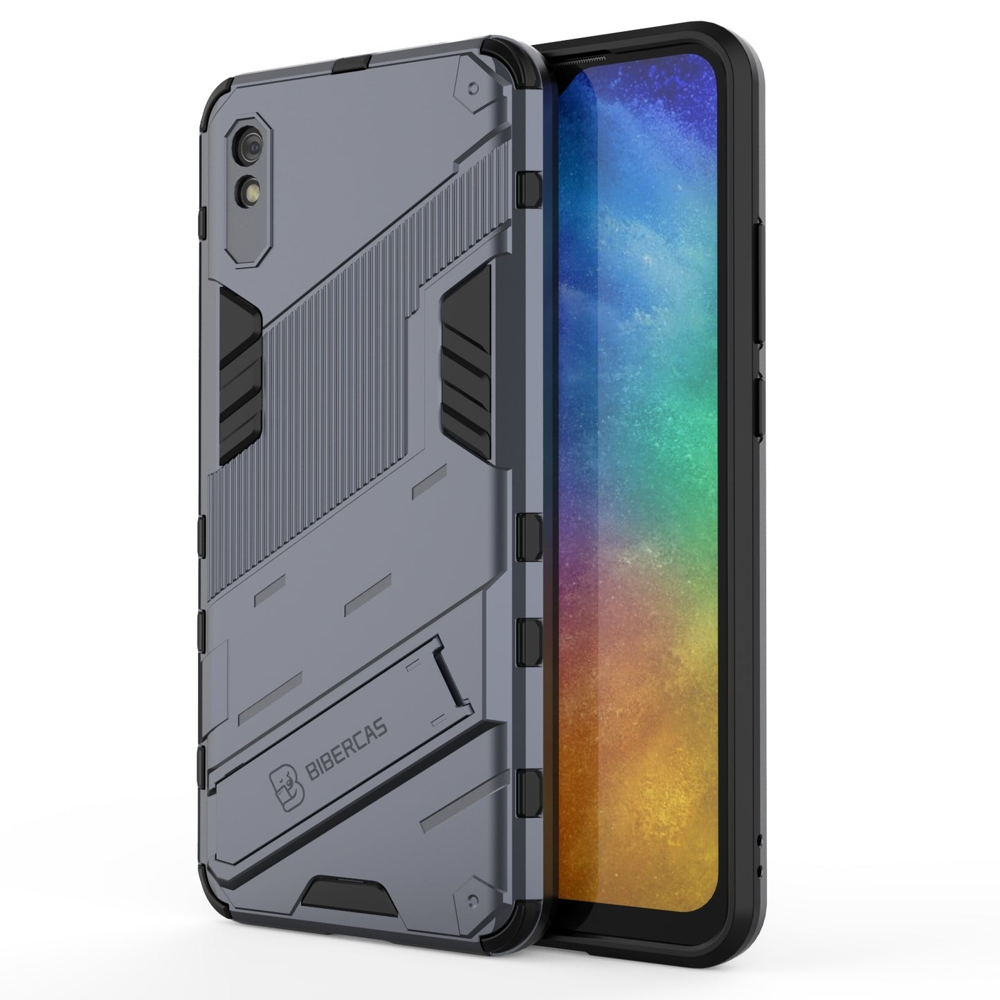 Xiaomi Redmi 9A Shockproof Phone Case - Punk Armor 2-in-1 PC + TPU with Invisible Holder