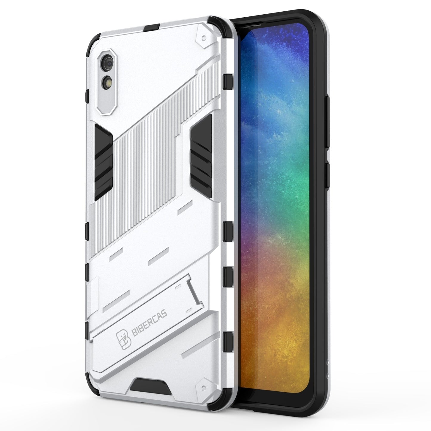 Xiaomi Redmi 9A Shockproof Phone Case - Punk Armor 2-in-1 PC + TPU with Invisible Holder