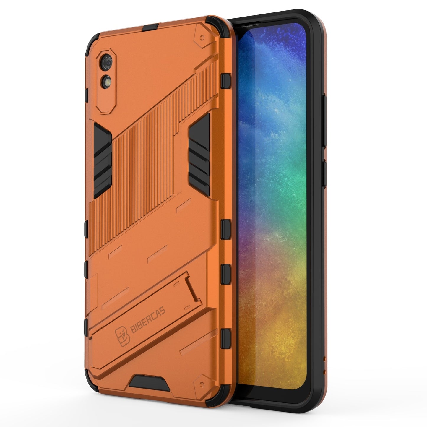 Xiaomi Redmi 9A Shockproof Phone Case - Punk Armor 2-in-1 PC + TPU with Invisible Holder