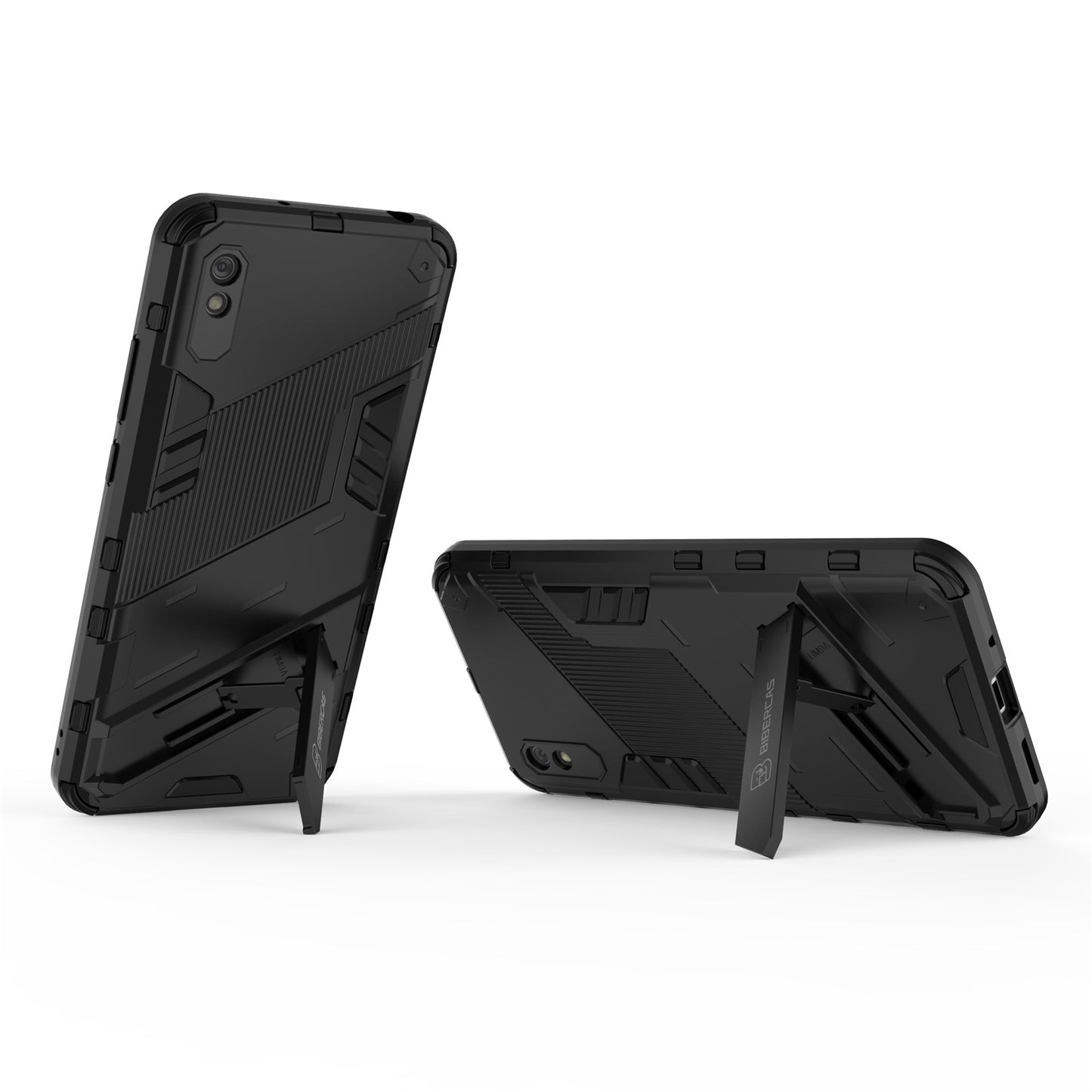 Xiaomi Redmi 9A Shockproof Phone Case - Punk Armor 2-in-1 PC + TPU with Invisible Holder