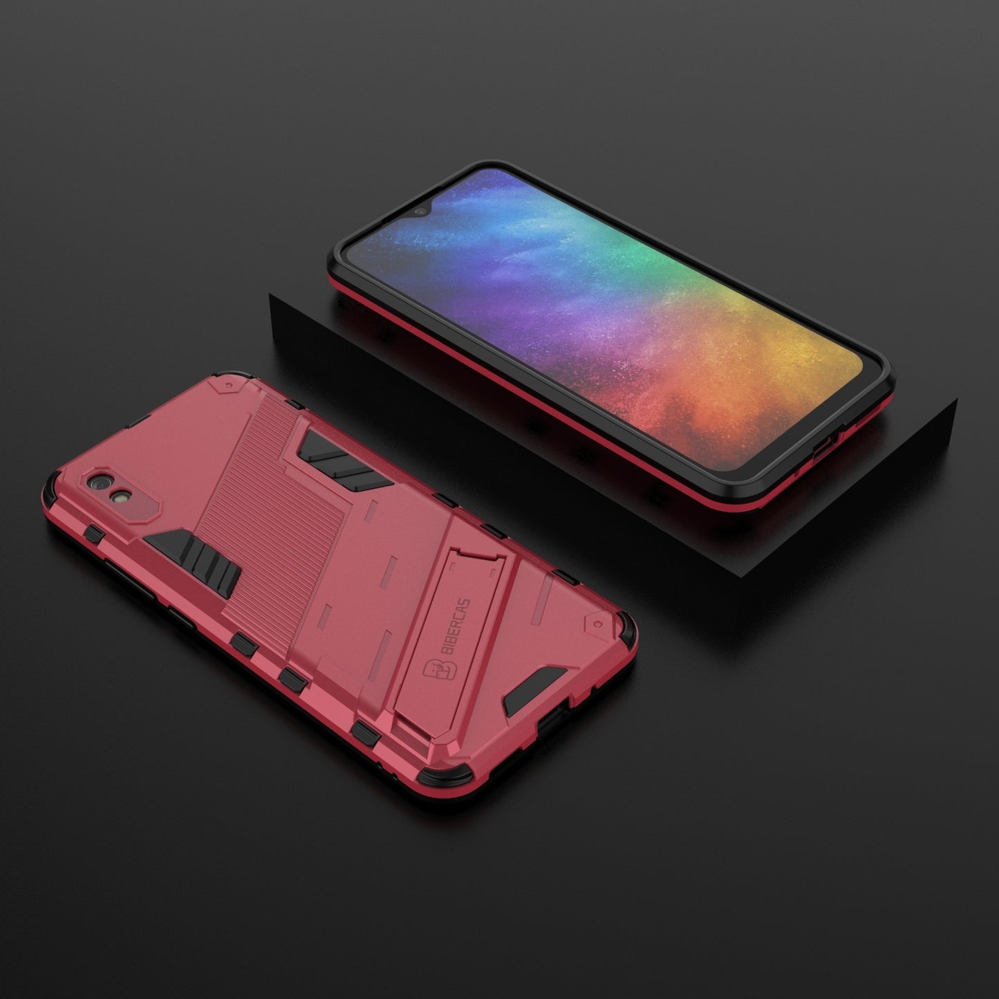 Xiaomi Redmi 9A Shockproof Phone Case - Punk Armor 2-in-1 PC + TPU with Invisible Holder