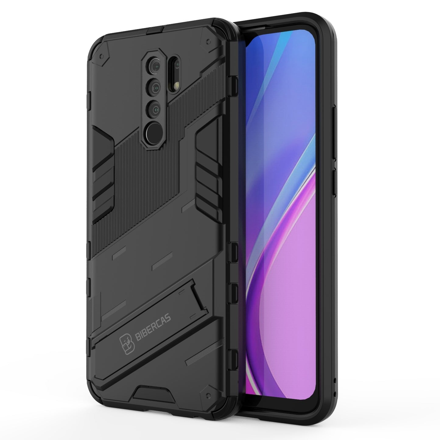 Xiaomi Redmi 9 Shockproof Phone Case - Punk Armor 2-in-1 PC + TPU with Invisible Holder