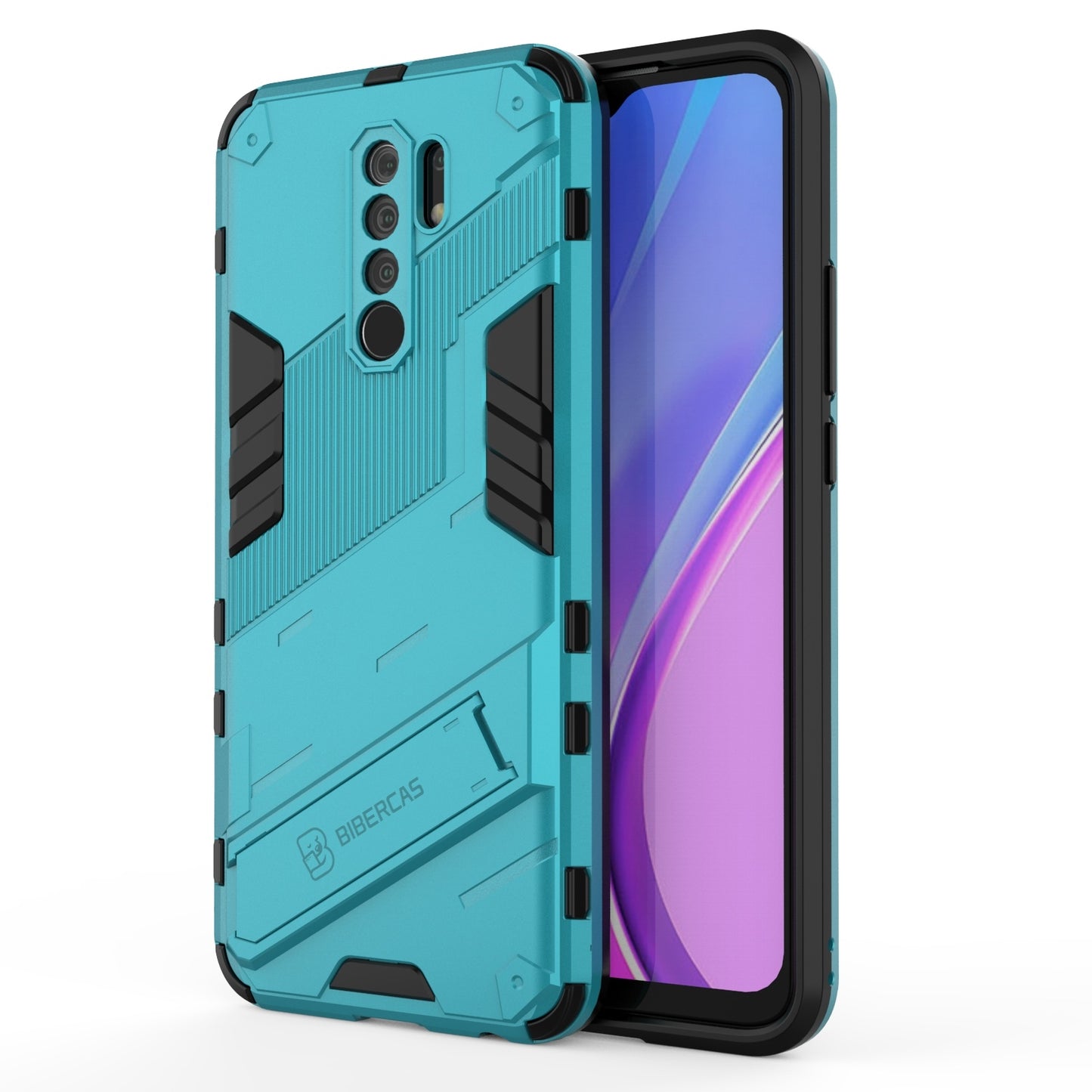 Xiaomi Redmi 9 Shockproof Phone Case - Punk Armor 2-in-1 PC + TPU with Invisible Holder