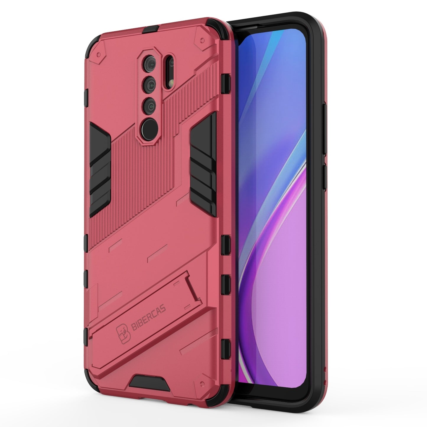 Xiaomi Redmi 9 Shockproof Phone Case - Punk Armor 2-in-1 PC + TPU with Invisible Holder