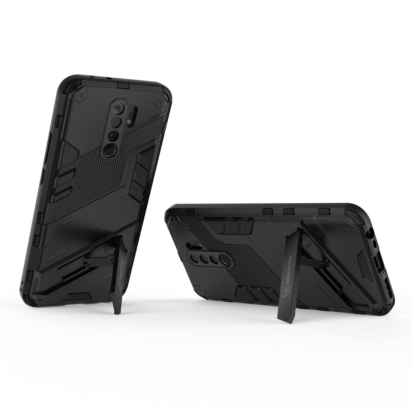 Xiaomi Redmi 9 Shockproof Phone Case - Punk Armor 2-in-1 PC + TPU with Invisible Holder