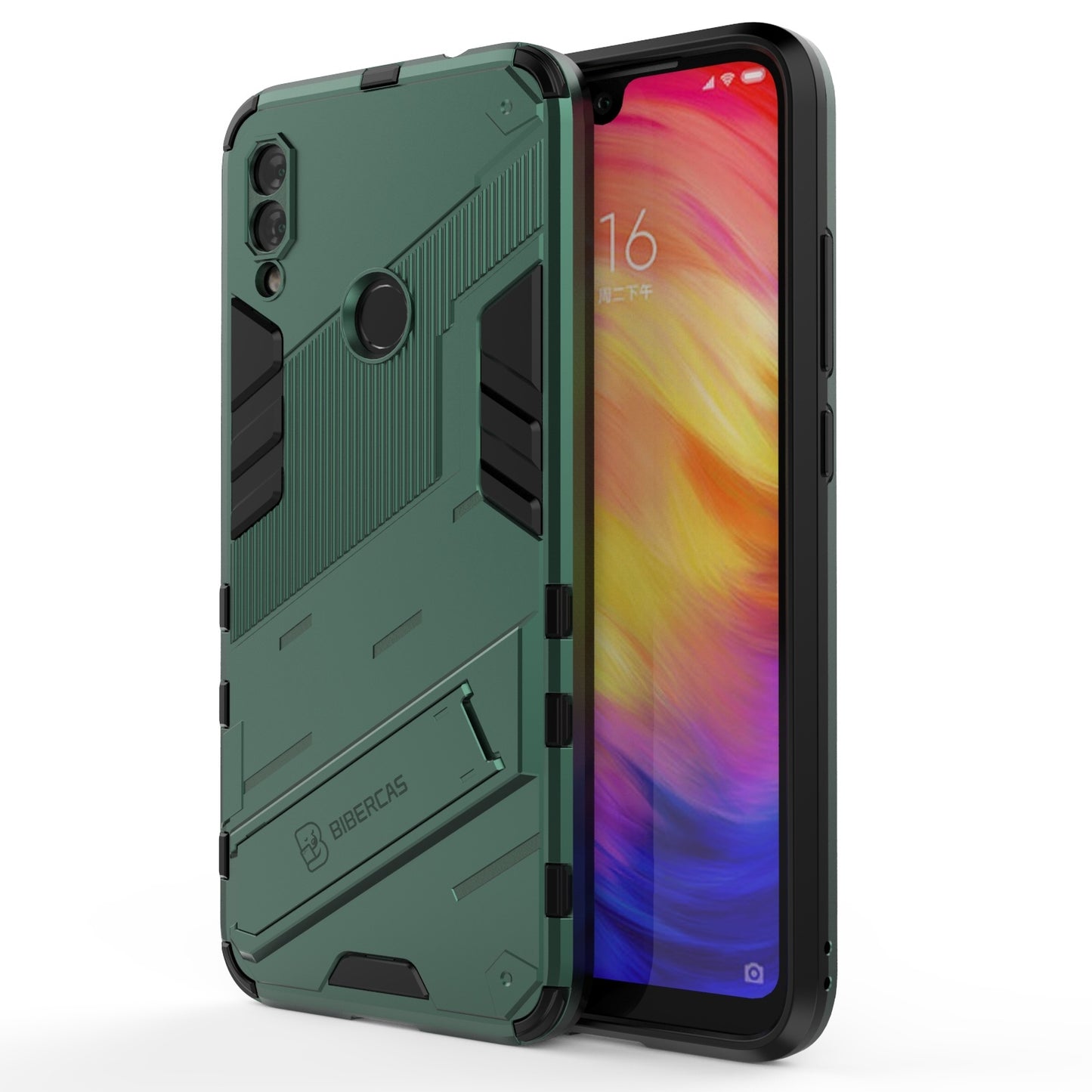 Xiaomi Redmi Note 7 Shockproof Phone Case - Punk Armor 2-in-1 PC + TPU with Invisible Holder