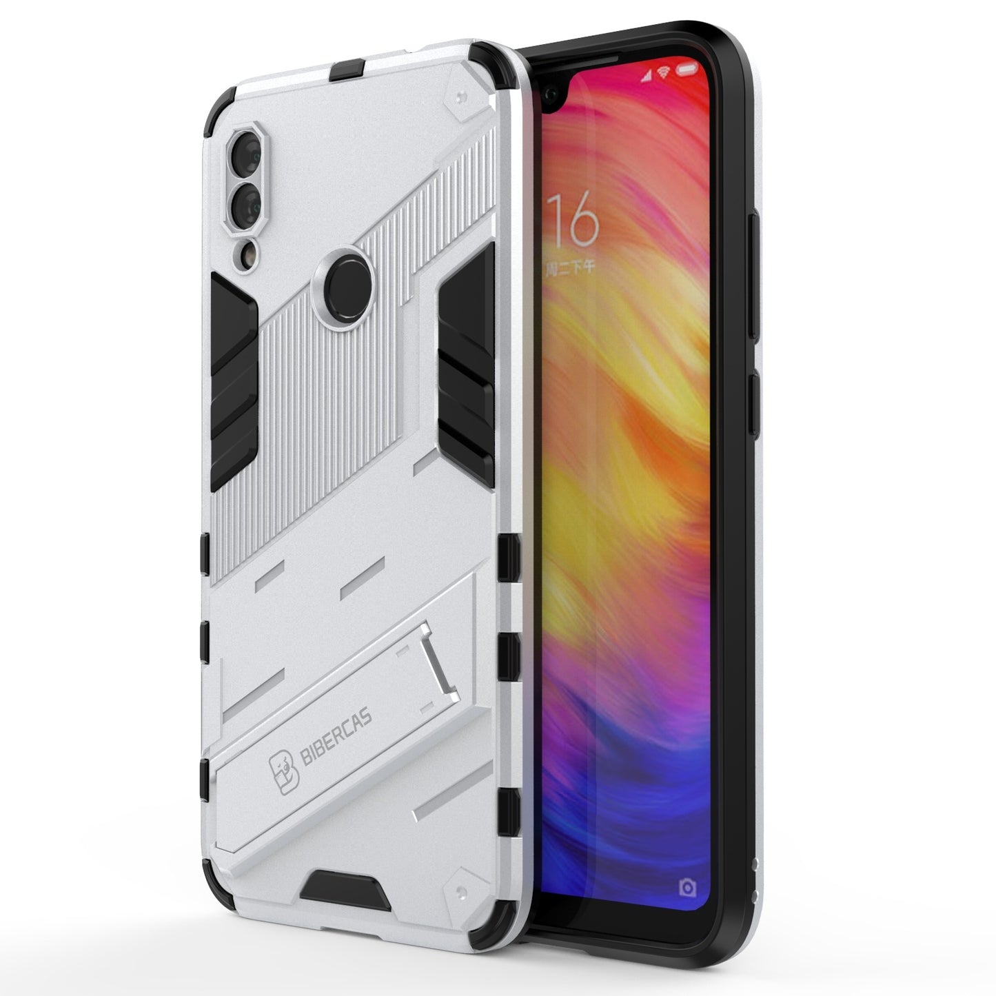 Xiaomi Redmi Note 7 Shockproof Phone Case - Punk Armor 2-in-1 PC + TPU with Invisible Holder