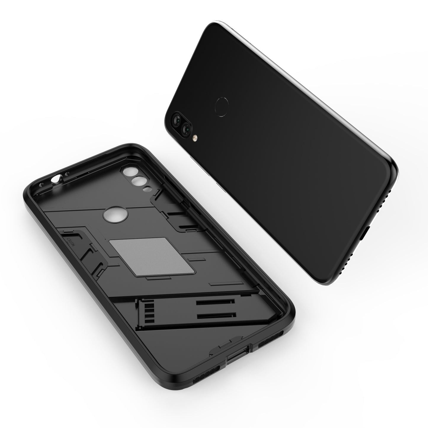 Xiaomi Redmi Note 7 Shockproof Phone Case - Punk Armor 2-in-1 PC + TPU with Invisible Holder