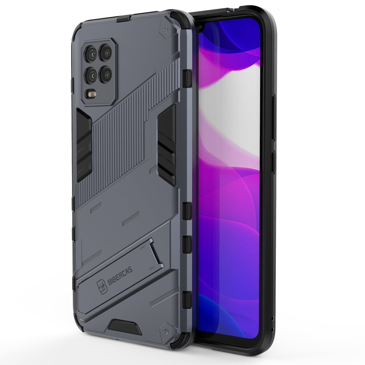 Xiaomi Mi 10 Lite 5G Shockproof Phone Case - Punk Armor 2-in-1 PC + TPU with Invisible Holder