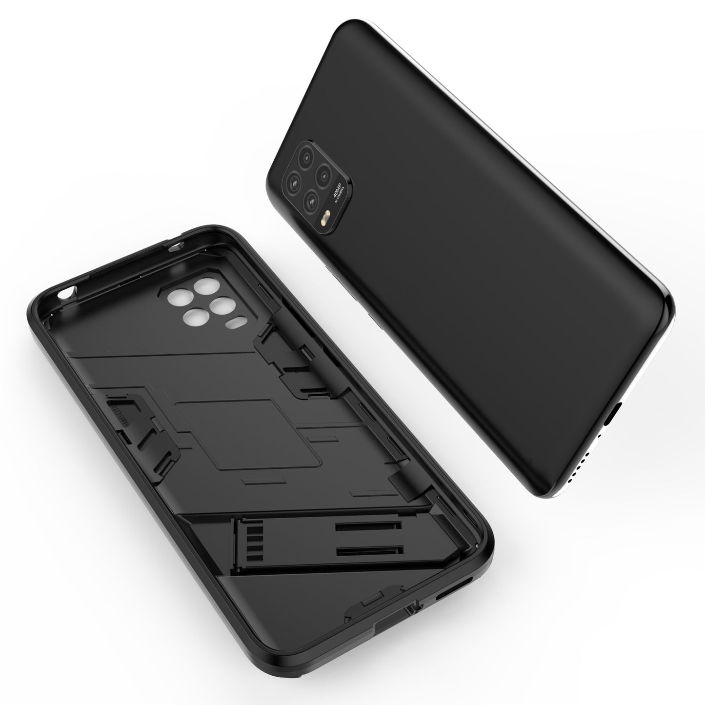 Xiaomi Mi 10 Lite 5G Shockproof Phone Case - Punk Armor 2-in-1 PC + TPU with Invisible Holder