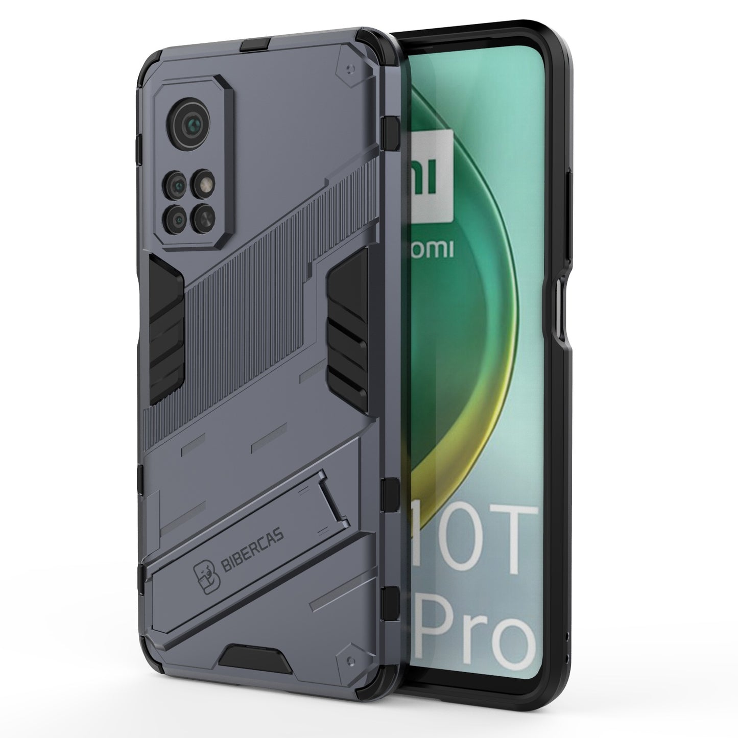 Xiaomi Mi 10T Pro 5G Shockproof Phone Case - Punk Armor 2-in-1 PC + TPU with Invisible Holder