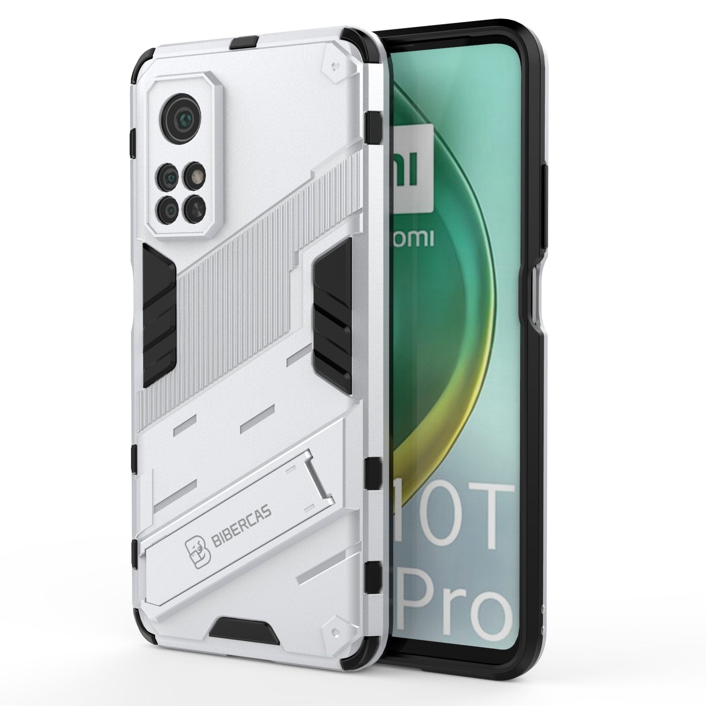 Xiaomi Mi 10T Pro 5G Shockproof Phone Case - Punk Armor 2-in-1 PC + TPU with Invisible Holder