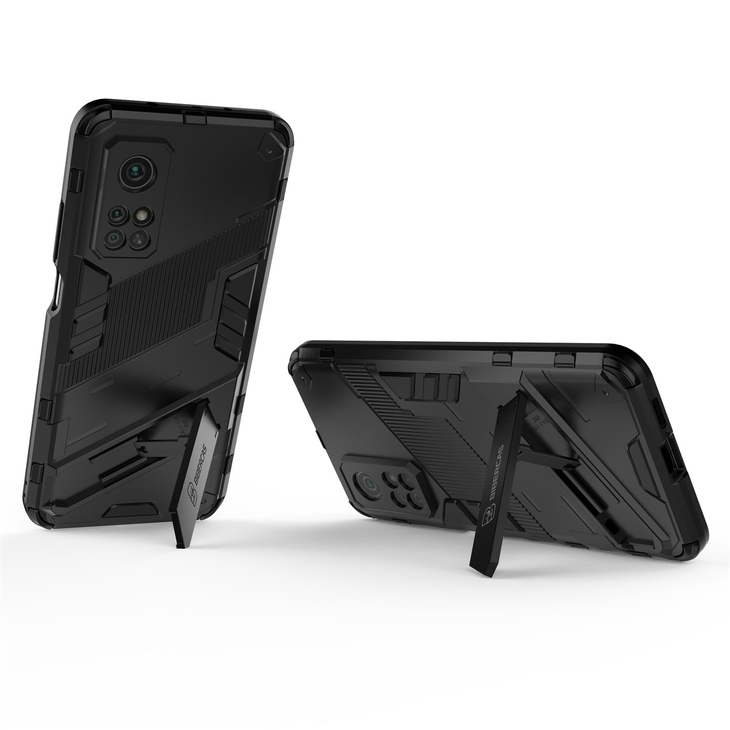 Xiaomi Mi 10T Pro 5G Shockproof Phone Case - Punk Armor 2-in-1 PC + TPU with Invisible Holder