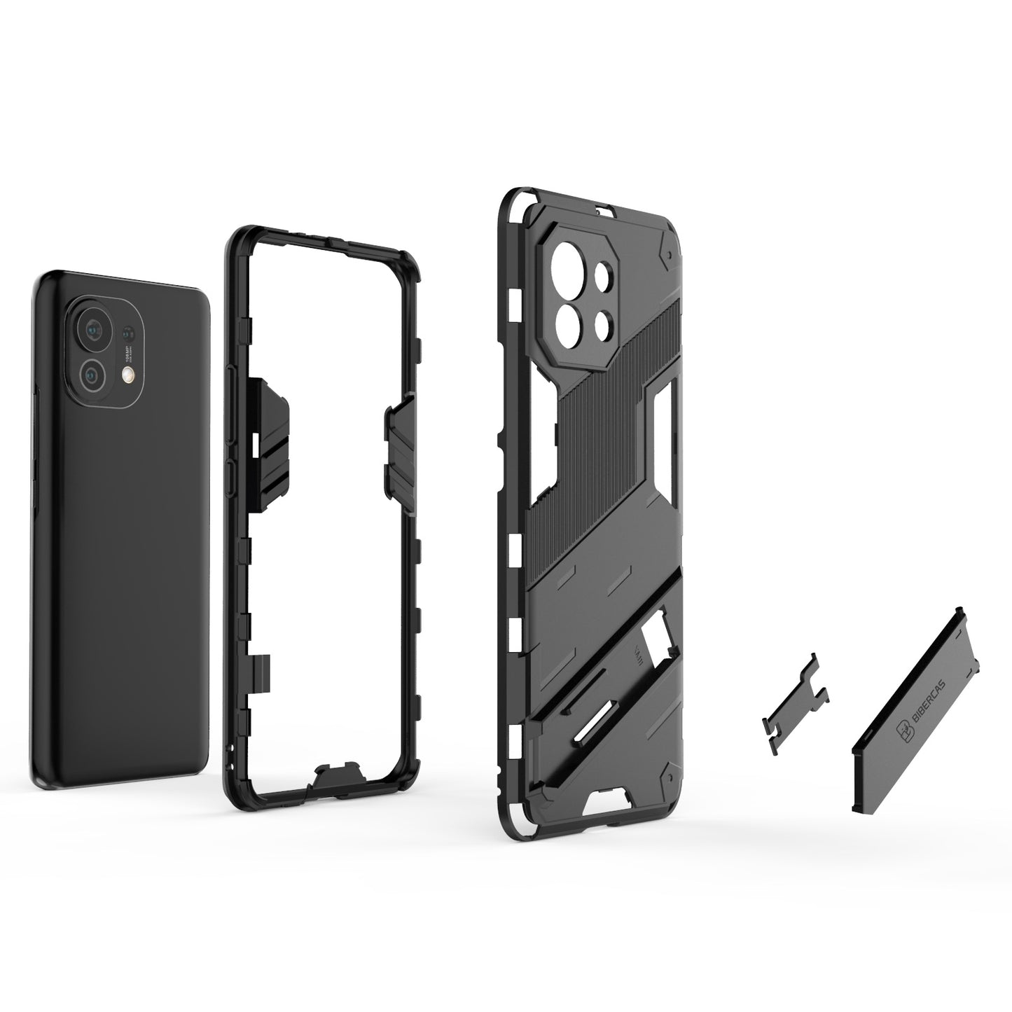 Xiaomi Mi 11 Shockproof Phone Case - Punk Armor 2-in-1 PC + TPU with Invisible Holder