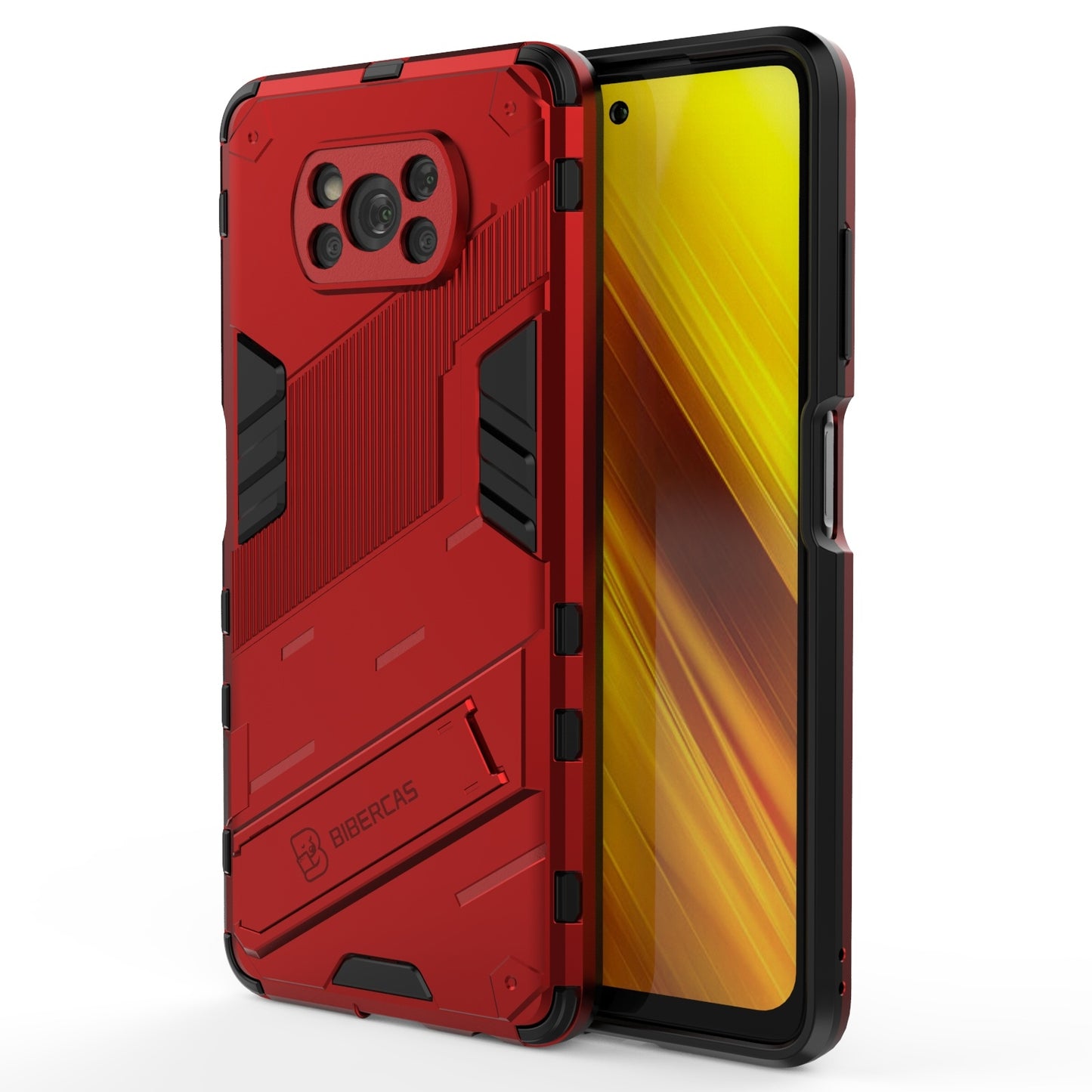 Xiaomi Poco X3 Shockproof Phone Case - Punk Armor 2-in-1 PC + TPU with Invisible Holder