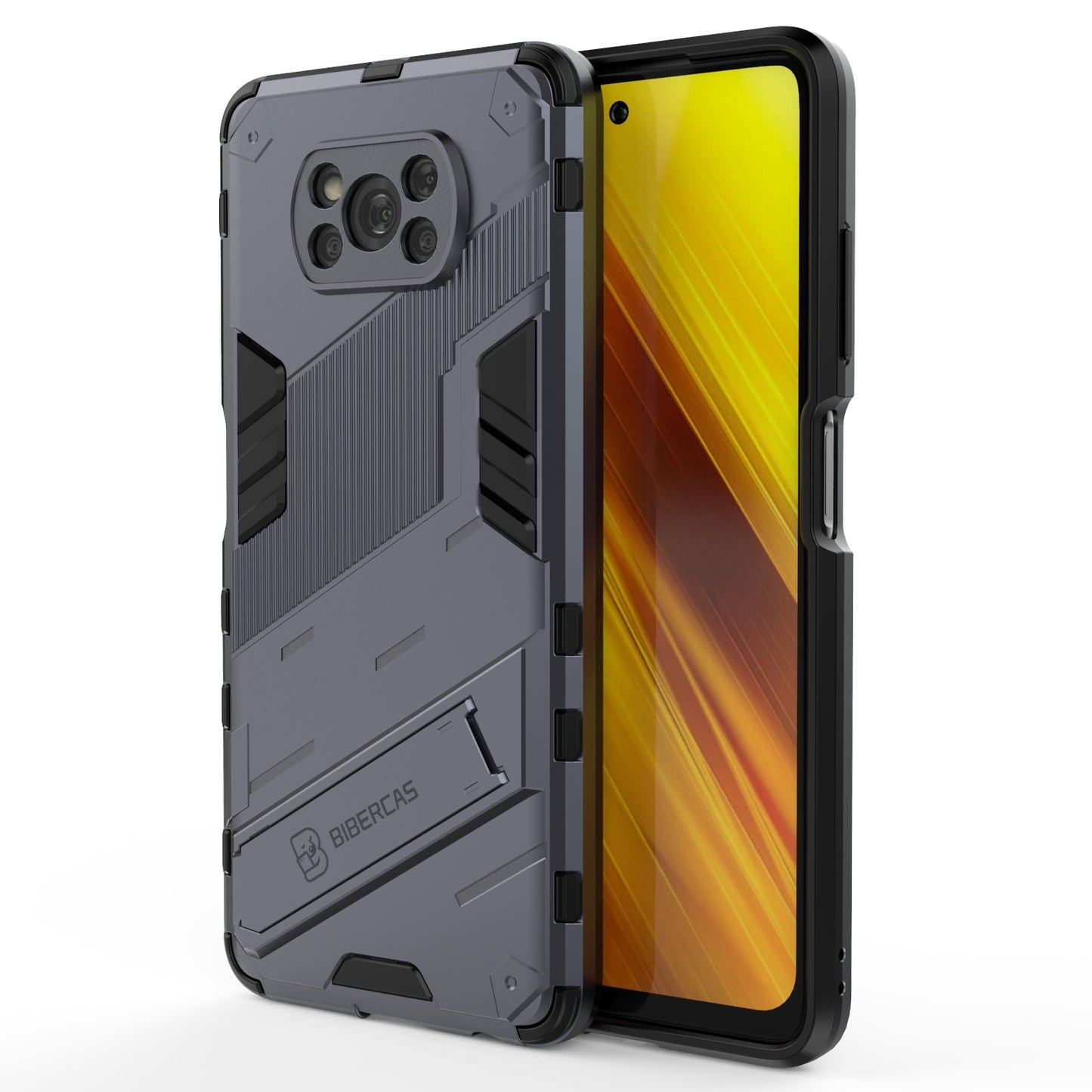 Xiaomi Poco X3 Shockproof Phone Case - Punk Armor 2-in-1 PC + TPU with Invisible Holder