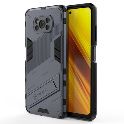 Xiaomi Poco X3 Shockproof Phone Case - Punk Armor 2-in-1 PC + TPU with Invisible Holder