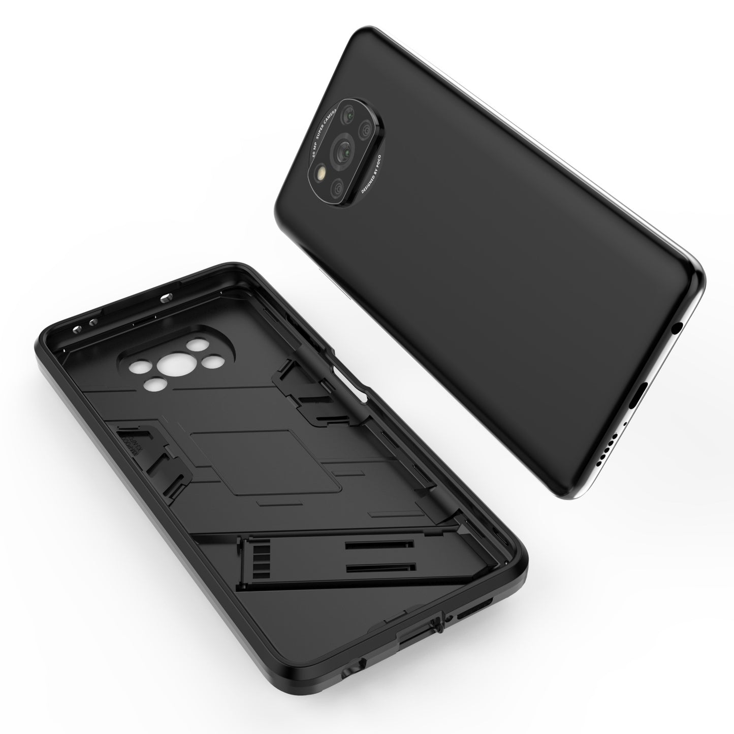 Xiaomi Poco X3 Shockproof Phone Case - Punk Armor 2-in-1 PC + TPU with Invisible Holder