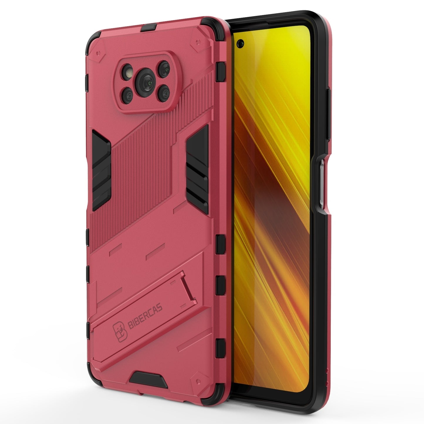 Xiaomi Poco X3 Shockproof Phone Case - Punk Armor 2-in-1 PC + TPU with Invisible Holder