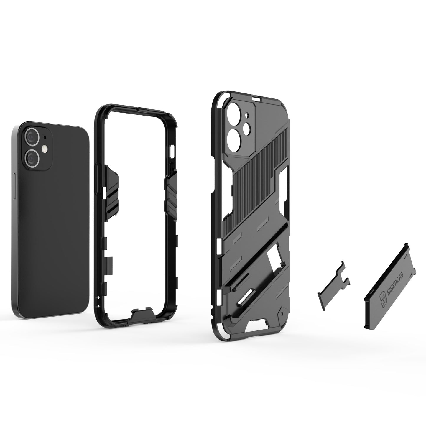 iPhone 12 mini Shockproof Phone Case - Punk Armor 2-in-1 PC + TPU with Invisible Holder