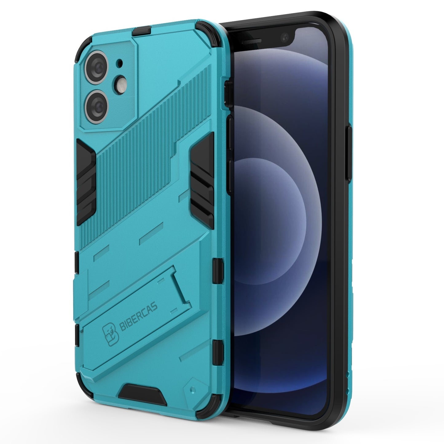 iPhone 12 mini Shockproof Phone Case - Punk Armor 2-in-1 PC + TPU with Invisible Holder