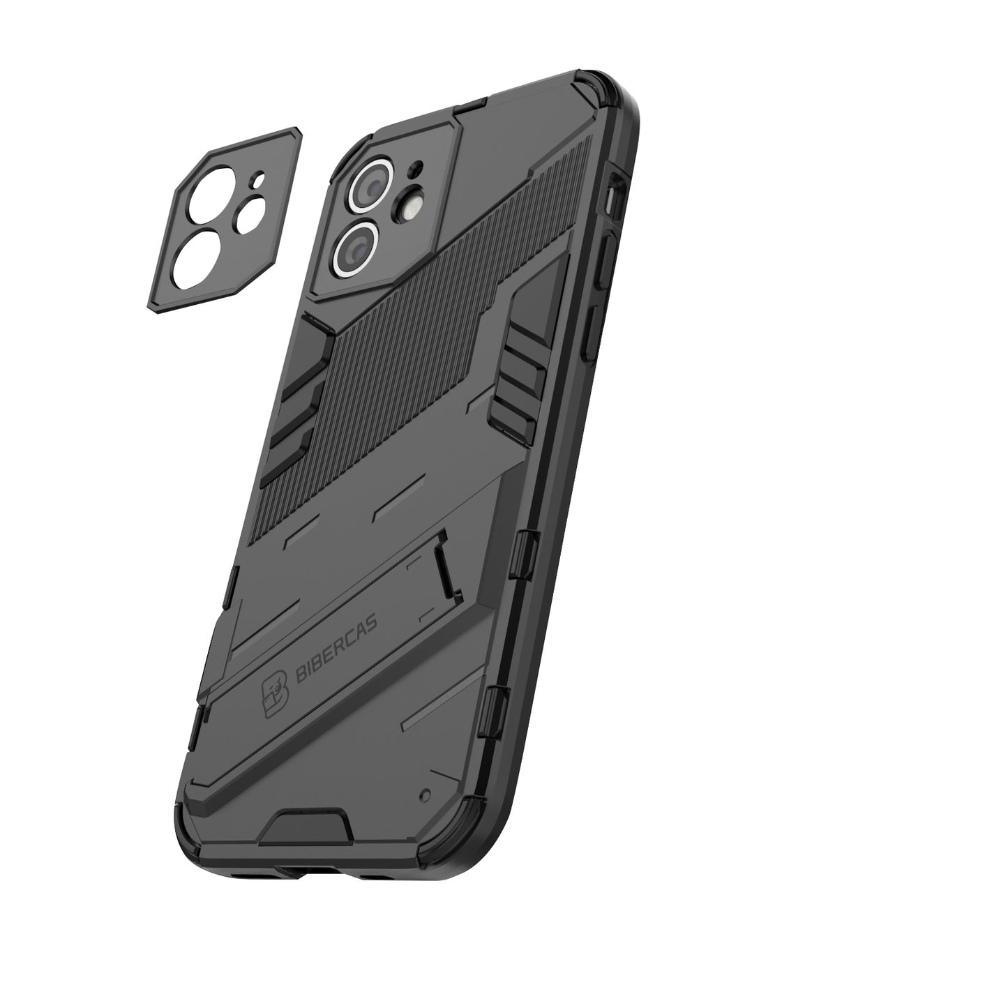 iPhone 12 Shockproof Phone Case - Punk Armor 2-in-1 PC + TPU with Invisible Holder