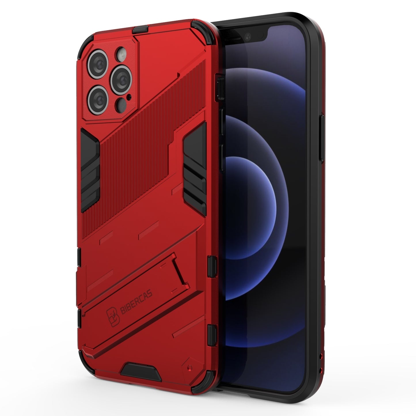 iPhone 12 Pro Shockproof Phone Case - Punk Armor 2-in-1 PC + TPU with Invisible Holder