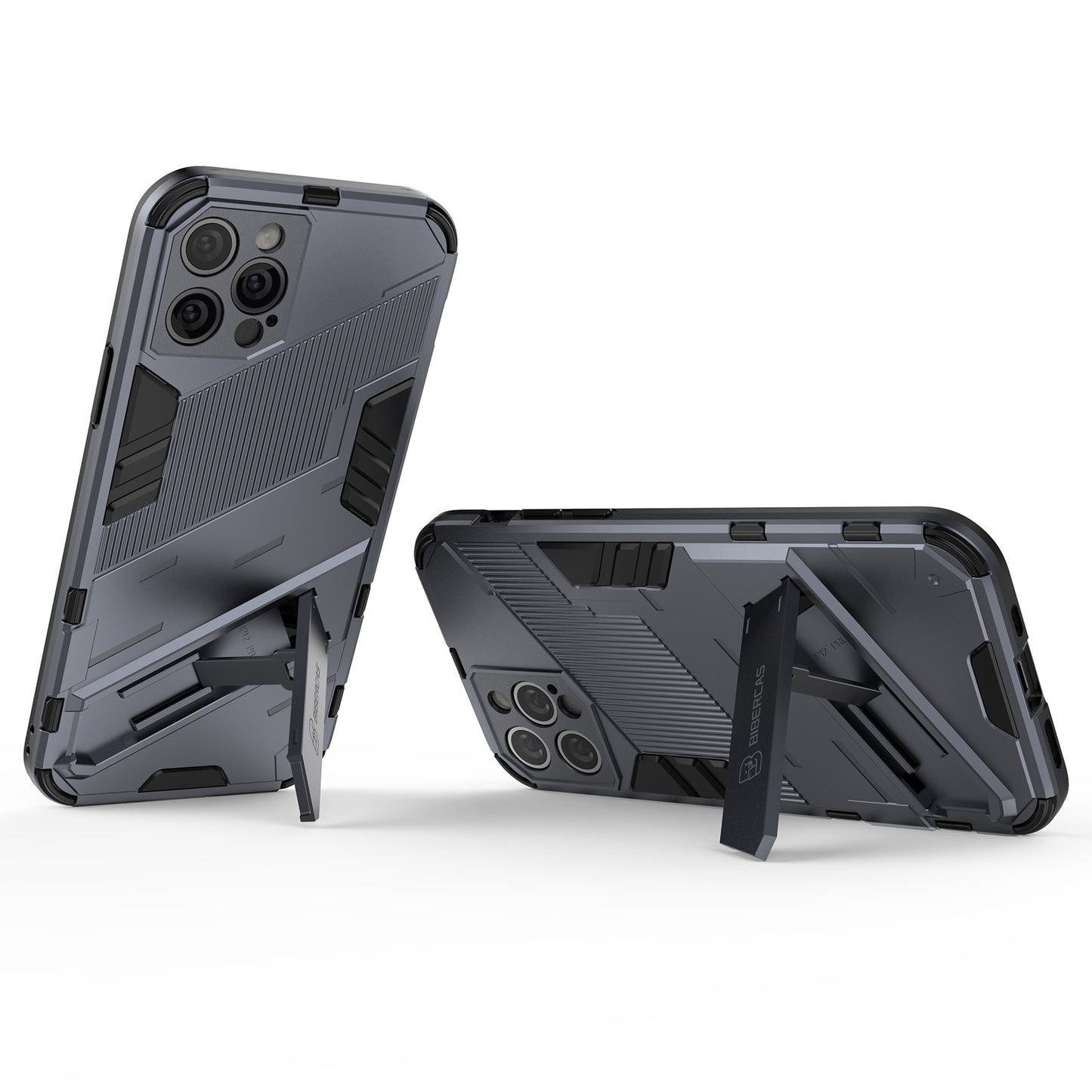 iPhone 12 Pro Shockproof Phone Case - Punk Armor 2-in-1 PC + TPU with Invisible Holder