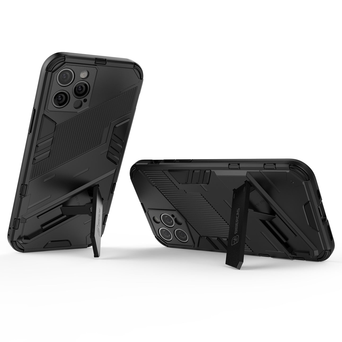 iPhone 12 Pro Shockproof Phone Case - Punk Armor 2-in-1 PC + TPU with Invisible Holder