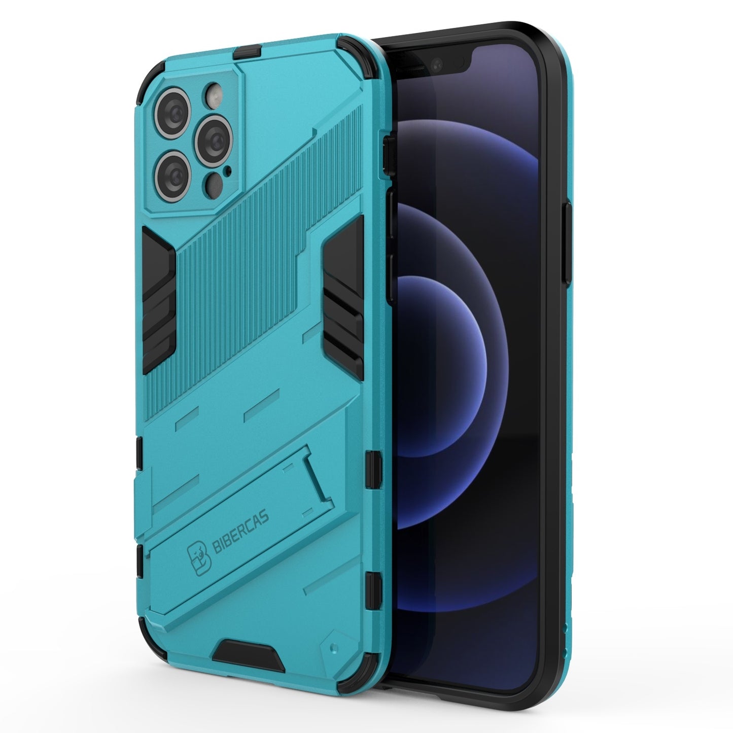 iPhone 12 Pro Shockproof Phone Case - Punk Armor 2-in-1 PC + TPU with Invisible Holder