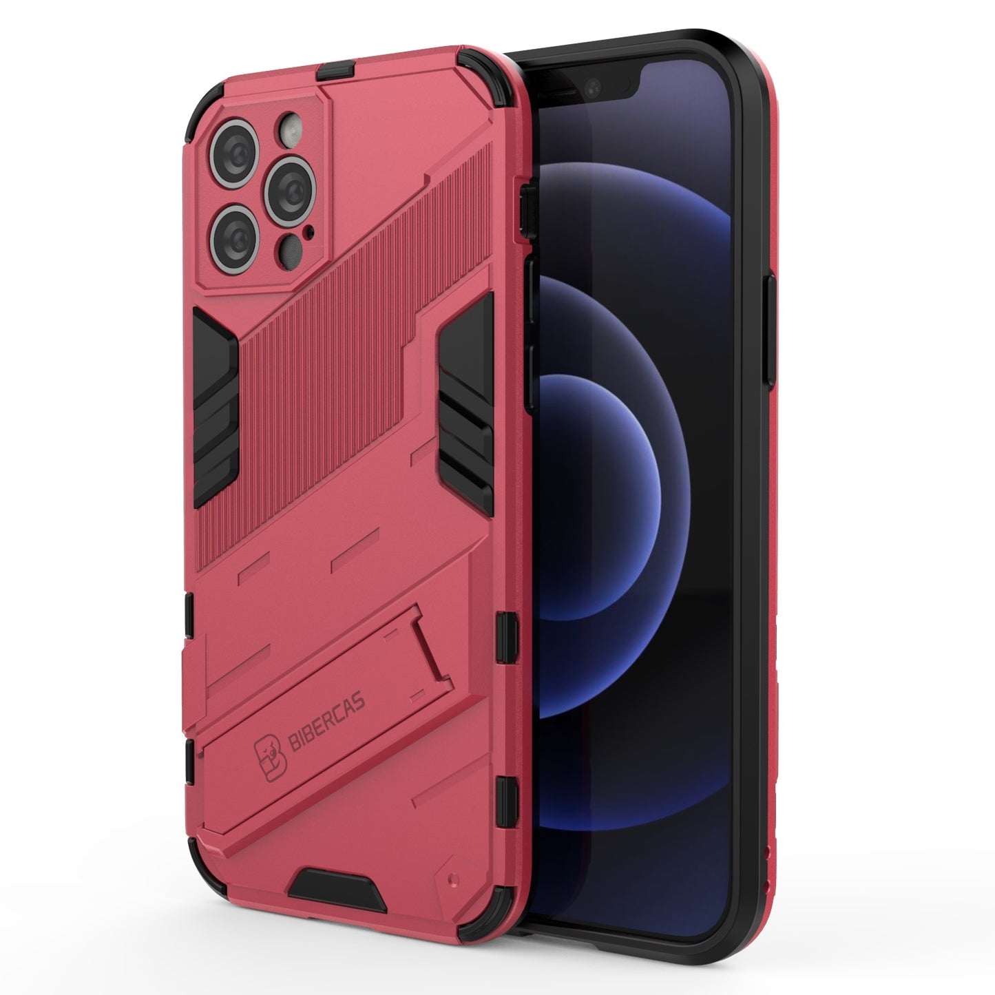 iPhone 12 Pro Shockproof Phone Case - Punk Armor 2-in-1 PC + TPU with Invisible Holder