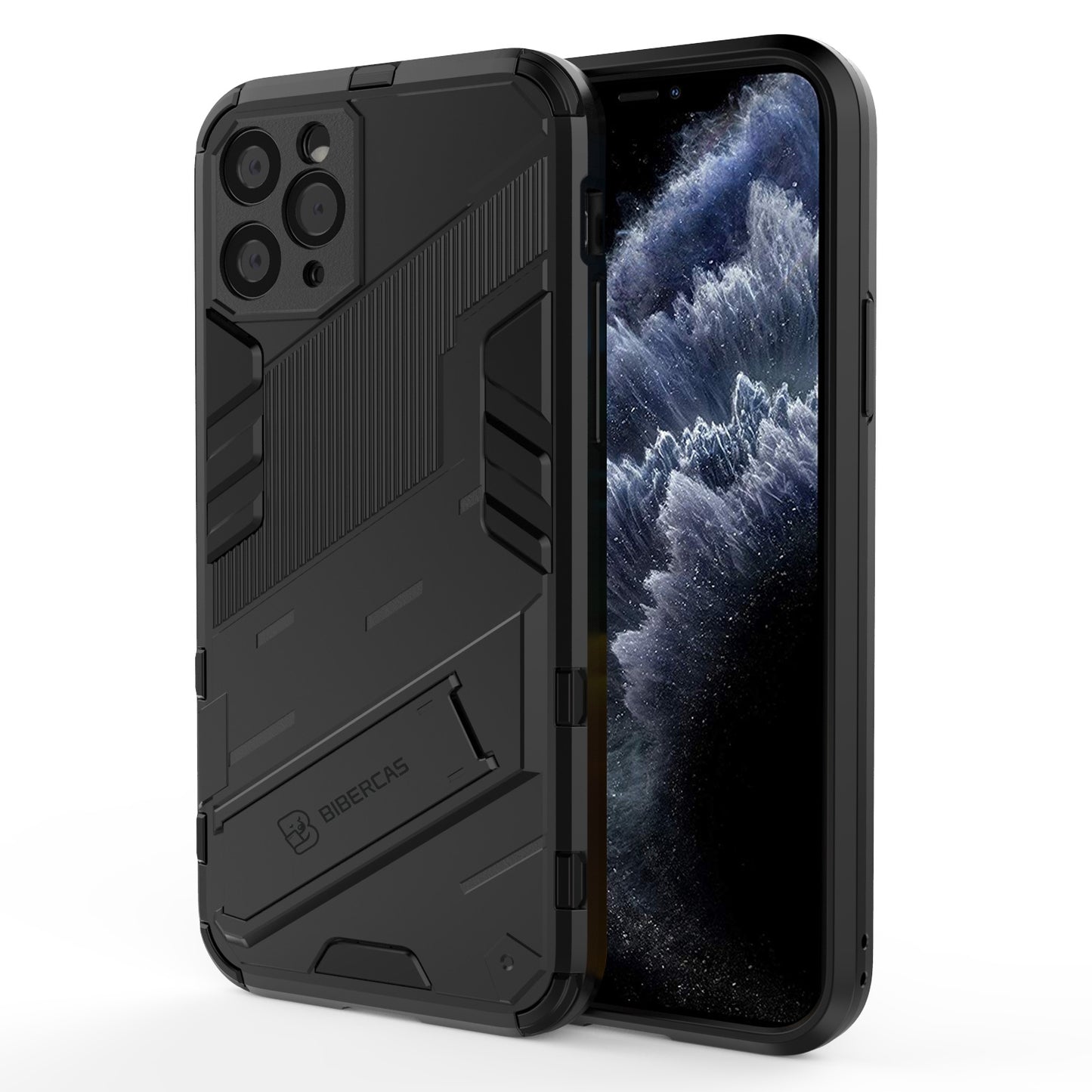 iPhone 11 Pro Shockproof Phone Case - Punk Armor 2-in-1 PC + TPU with Invisible Holder