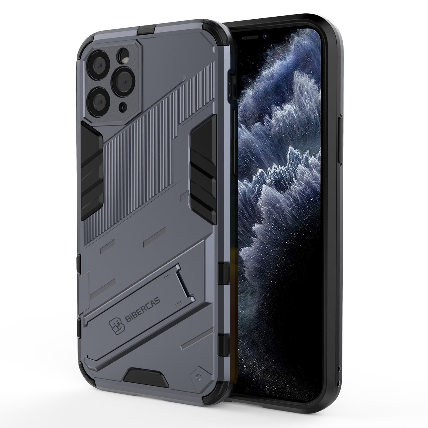 iPhone 11 Pro Shockproof Phone Case - Punk Armor 2-in-1 PC + TPU with Invisible Holder