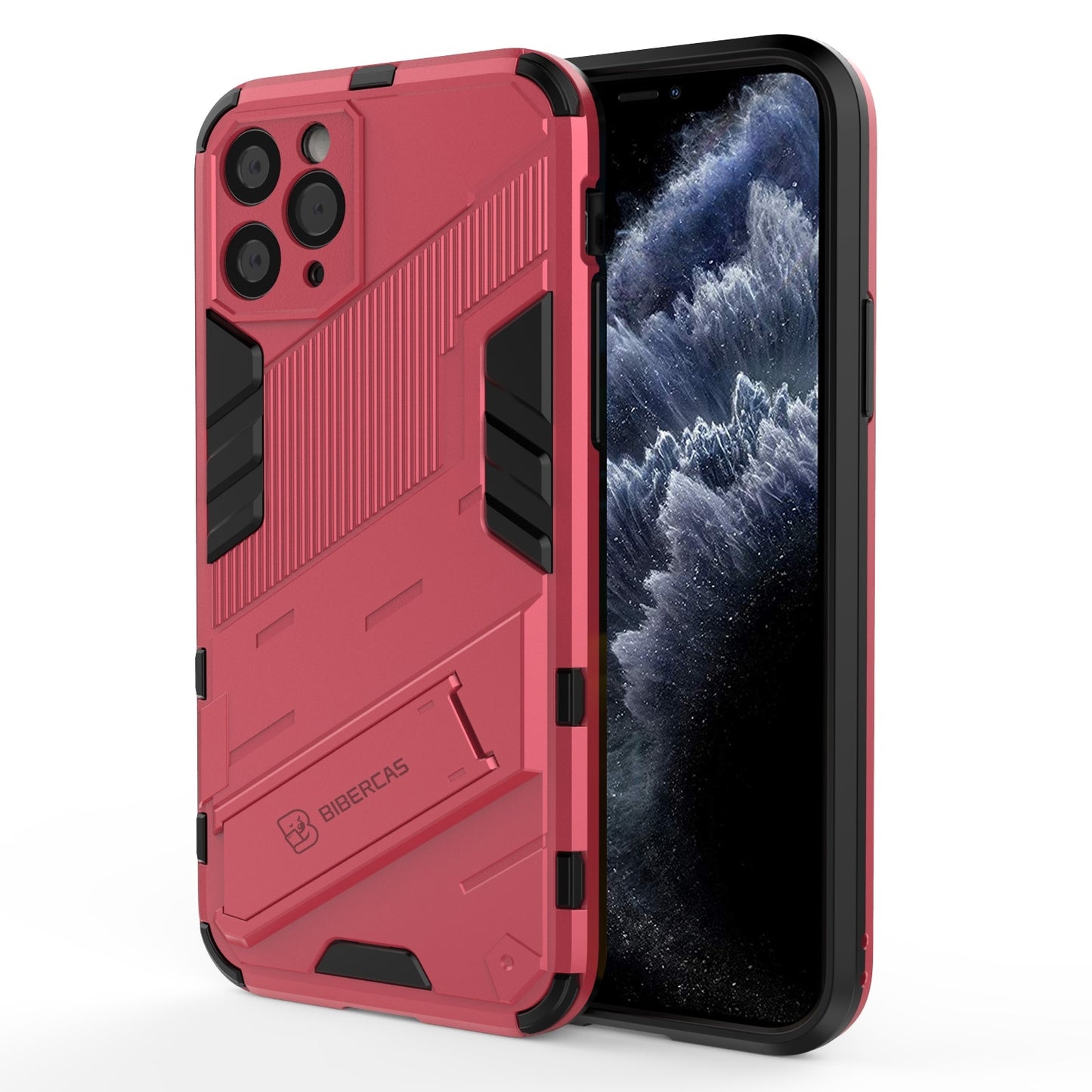 iPhone 11 Pro Shockproof Phone Case - Punk Armor 2-in-1 PC + TPU with Invisible Holder