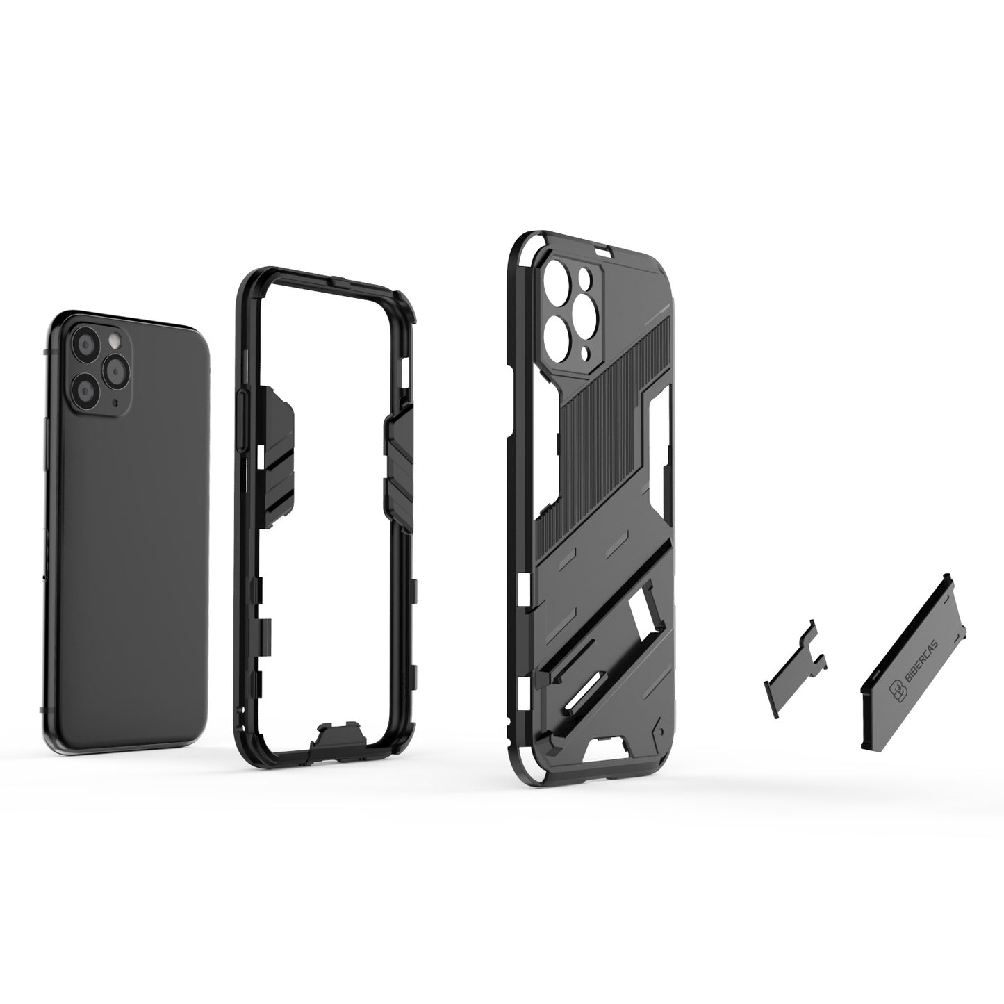 iPhone 11 Shockproof Phone Case - Punk Armor 2-in-1 PC + TPU with Invisible Holder