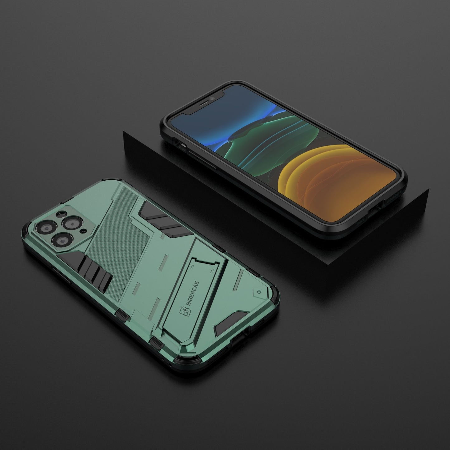 iPhone 11 Shockproof Phone Case - Punk Armor 2-in-1 PC + TPU with Invisible Holder