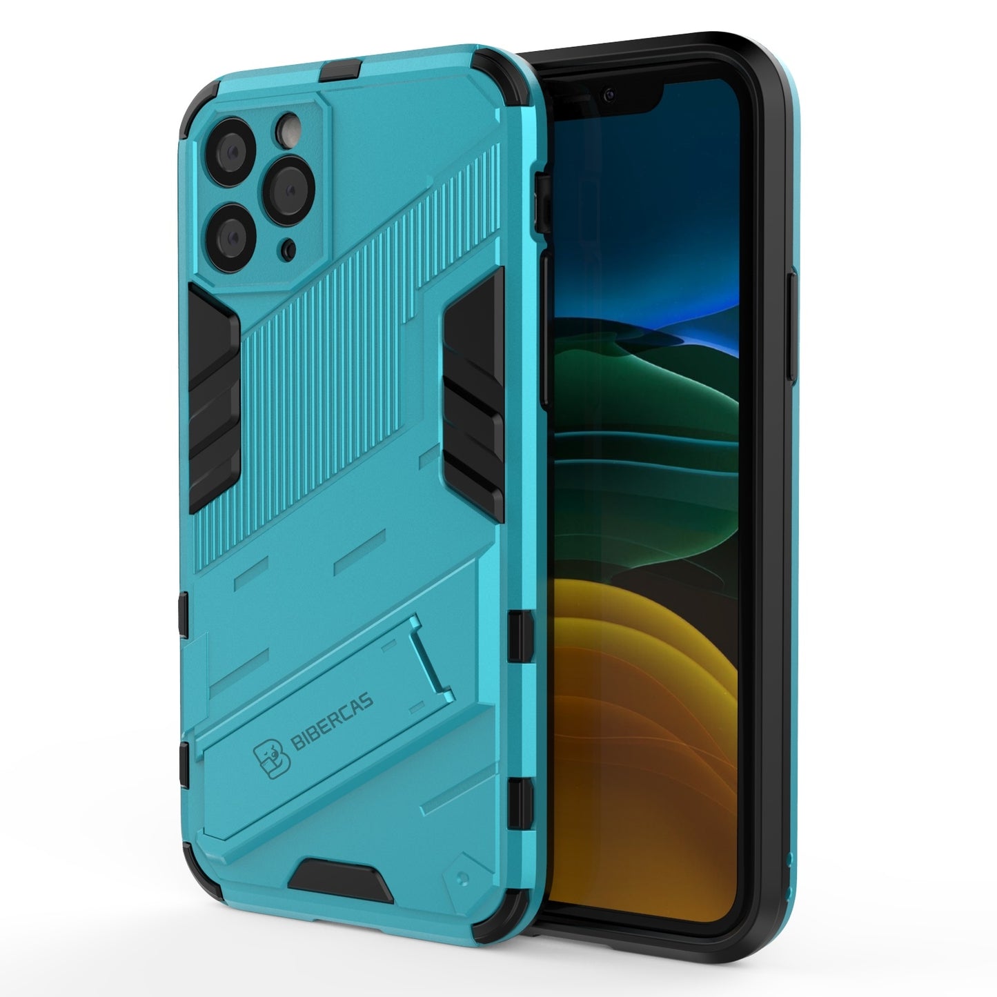 iPhone 11 Shockproof Phone Case - Punk Armor 2-in-1 PC + TPU with Invisible Holder