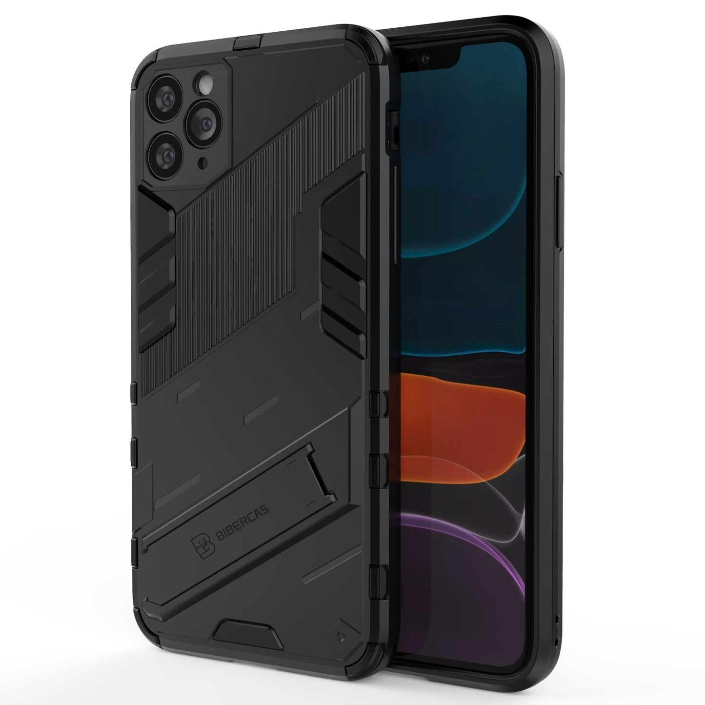 iPhone 11 Pro Max Shockproof Phone Case - Punk Armor 2-in-1 PC + TPU with Invisible Holder