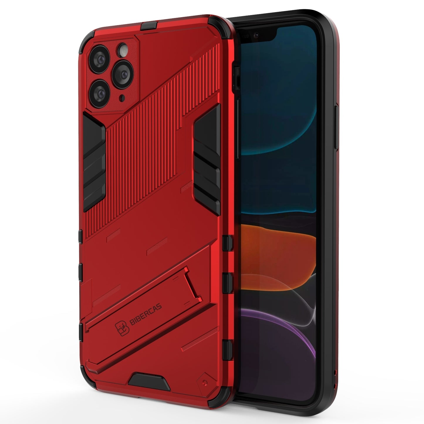 iPhone 11 Pro Max Shockproof Phone Case - Punk Armor 2-in-1 PC + TPU with Invisible Holder